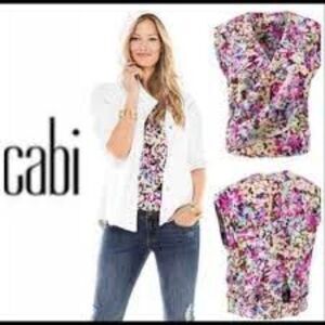 Cabi Eden Floral Multicolor Wrap Blouse Top M